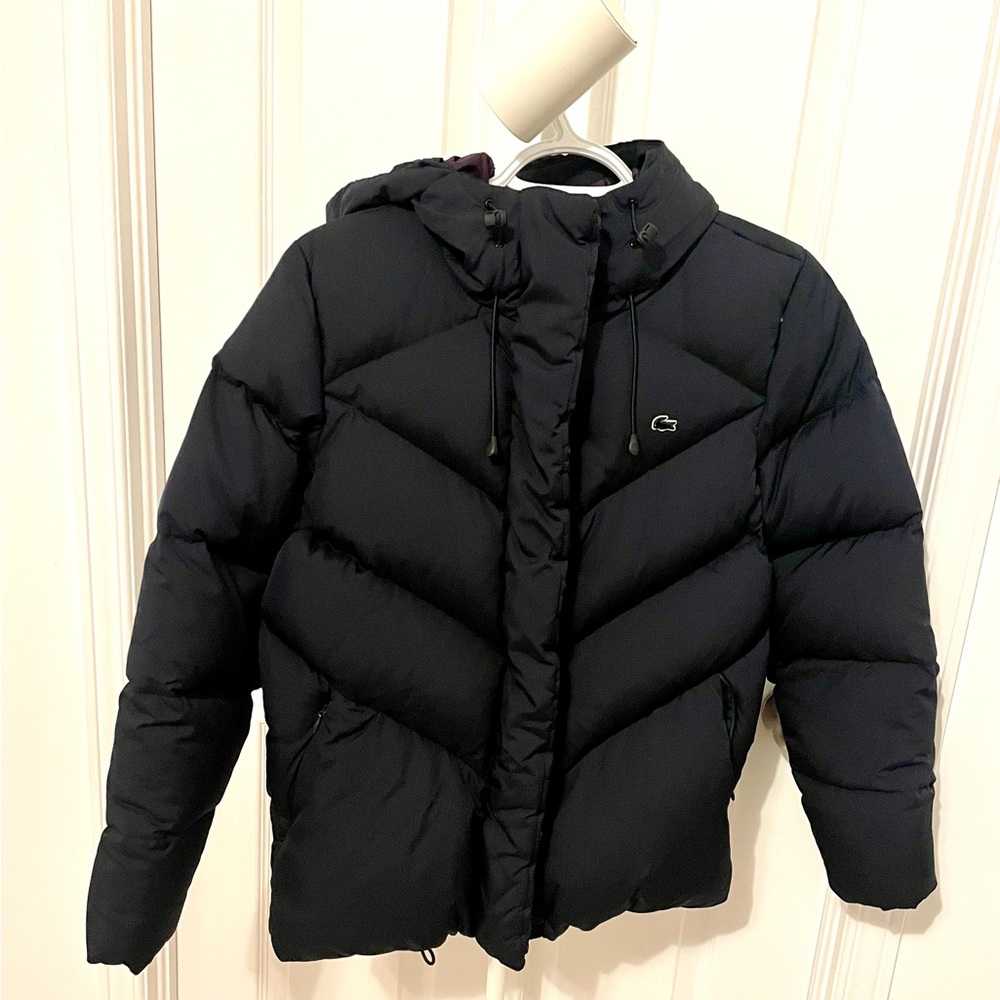 Lacoste size M navy blue puffy winter coat